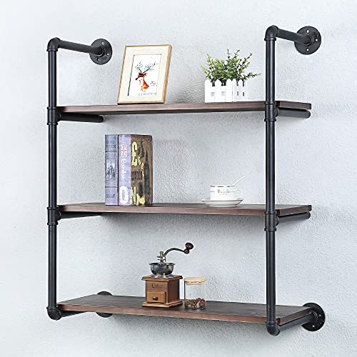 Industrial Pipe Shelves With Wood Planks