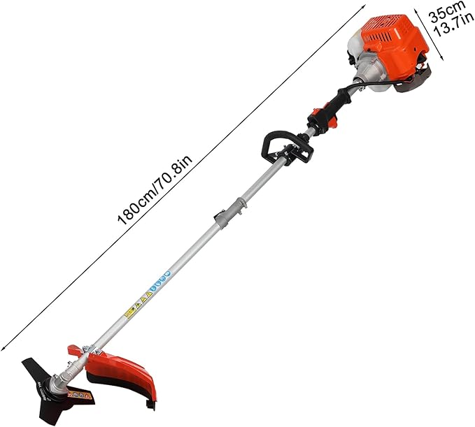 5 in 1 Weed Wacker Gas Powered, 52CC 2-Stroke Gas Weed Trimmer, Gas String Trimmer Cordless Hedge Trimmer, Brush Cutter, Lawn Mower, Handheld Chainsaw Hedge Pruner, Pole Saw Orange