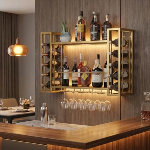 47.2" Wine Rack Wall Mounted with LED Lights
