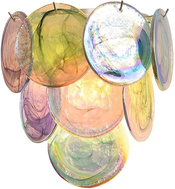 Modern Artistic Wall Sconce, Iridescent Layered Glass Disc Wall Lamp, Unique