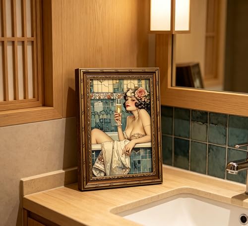 Vintage Gold Framed Bathroom Wall Art