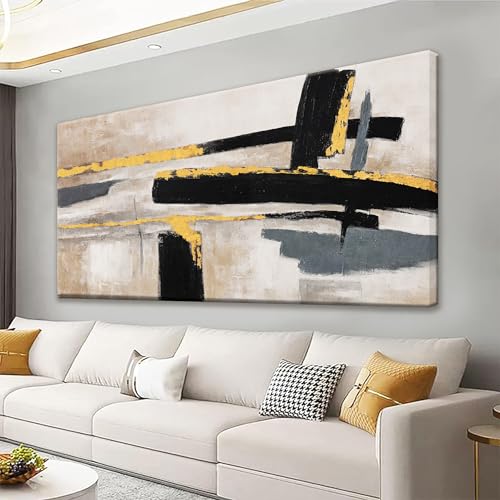 Abstract Wall Art Prints Large Canvas Wall Art Decor Prints Black And Gold Wall Art Decor Modern Paintings Home Wall Decorations For Living Room Bedroom Kitchen Office Decoration 29" × 58"