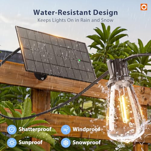 102FT(96+6) Solar String Lights Outdoor with Remote, 48 LED Dimmable (102 Foot)