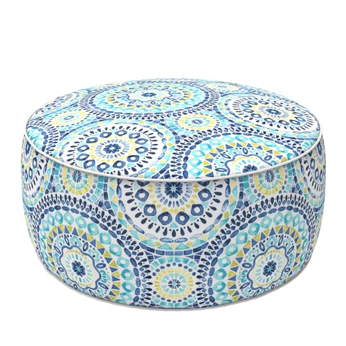 Indoor Outdoor Inflatable Ottoman with Handle D21 x H9 Inch