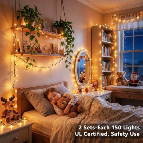 Gold Christmas Lights 300 Count 69.6ft Incandescent String Lights