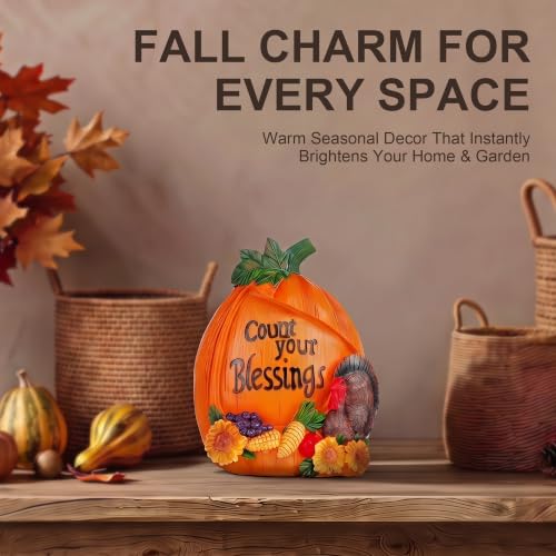 Fall Pumpkin Figurine with Turkey
