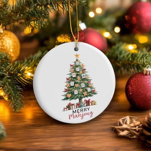 Gingerbread Cookie Mahjong Christmas Tree Ceramic Ornament Gifts