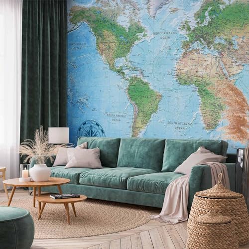 Wall Mural World Map 79x55 in (30.13 Sq Ft)