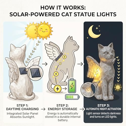 Solar Angel Cat with LED Lights