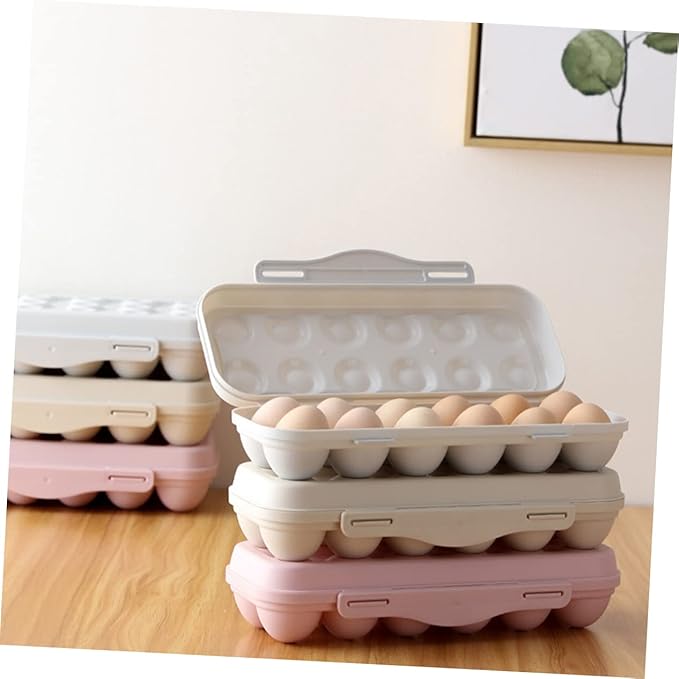 STOBOK Stackable 12 Grids Egg Storage Container for Refrigerator Shatterproof Egg Holder Removable Tray