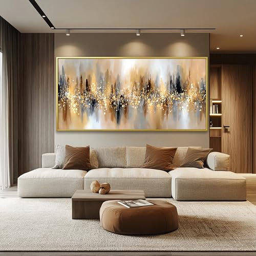 Large Gold Framed Wall Art For Living Room Abstract Wall Decor Modern Canvas Art Wall Decor 29" X 58" Painting Gold Wall Art For Bedroom Apartment Office Dining Room Home Decoration