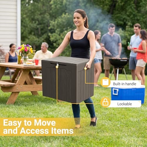 33 Gallon Resin Deck Box All Weather Outdoor Storage Boxes