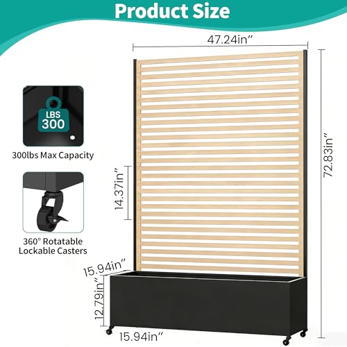 Metal Planter Box with Trellis Privacy Screen