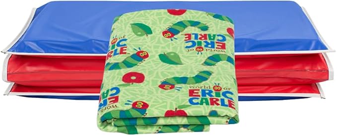 KinderMat + Eric Carle Kinderbundle - The Very Hungry Caterpillar - Full Nap Mat & Washable Cover, Special Edition - 47" x 22", Value Bundle, Great for Daycare & Family Households