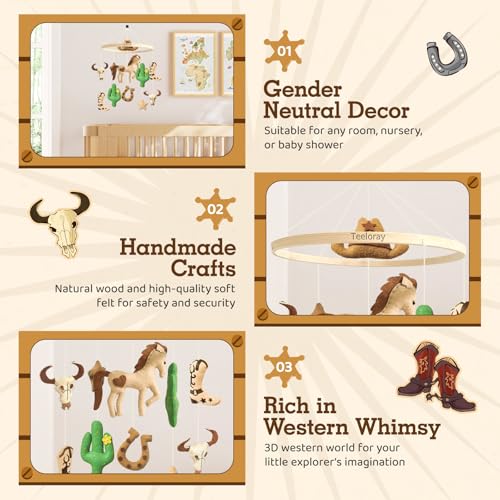 Baby Mobile for Crib Western Cowboy Crib Mobile for Boys and Girls