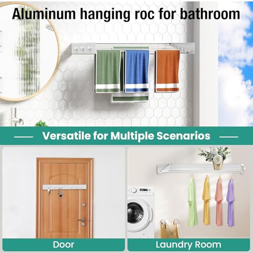 Upgrade 6 Knob Hooks Laundry Drying Rack Clothing