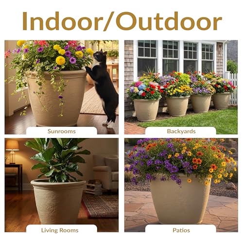 Sunnydaze Anjelica 20'' Large Plastic Planter Pot for Plants (4 Count)