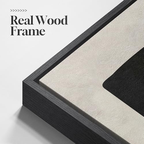 Framed Modern Black White Beige Abstract Wall Art