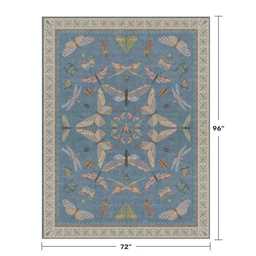 6x8 Blue Floral Area Rug for Living Room (48 Sq Ft)