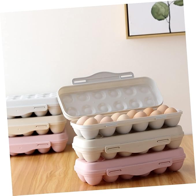 NUOBESTY Stackable 12 Grids Egg Storage Container Lid Refrigerator Egg Holder for Kitchen Organization
