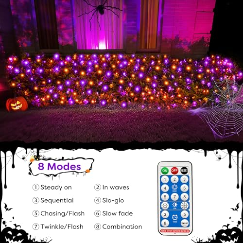 Solar Halloween Lights Outdoor 200LED F8 Big Bulbs