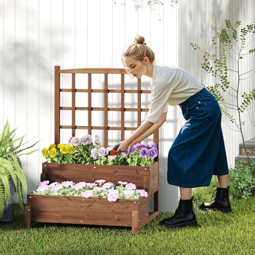 2 Tier Raised Garden Bed with Trellis & Legs