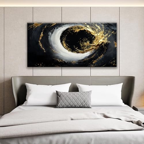 Canvas Art Wall Decor Print Modern Abstract Art Paintings Black And Gold Wall Art Prints Abstract Wall Art Pictures For Bedroom Kitchen Office Home Artwork 20" × 40"