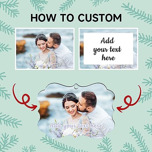 2 Pack Personalized Christmas Ornaments 2025 Wood Custom Photo Text Hanging Ornament for Christmas Tree Decorations (2 Count)