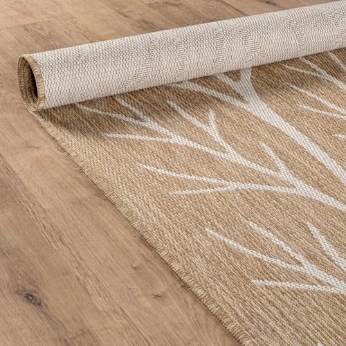 Washable Indoor Outdoor Rug 5x7 Modern Area Rugs Branch Pattern Non Shedding Waterproof Easy Clean Patio Deck Porch Living Room Bedroom Garden RV (35 Sq Ft)