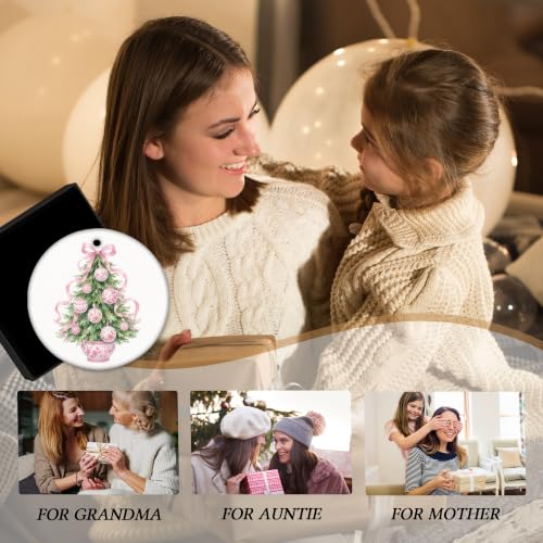 Pink Coquette Chinoiserie Christmas Tree Ceramic Ornament Gifts