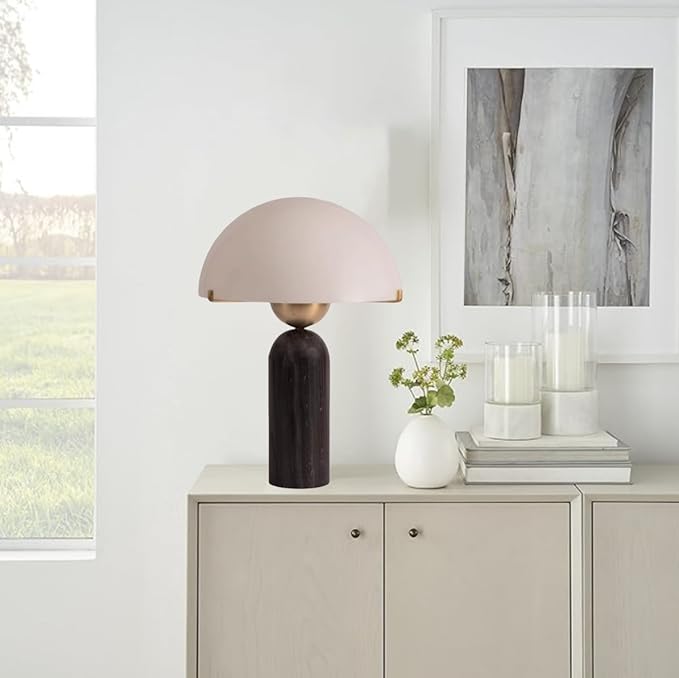Modern Dome Shaped Table Lamp Mid-Century Accent Lamp Black Marble Desk Lamp