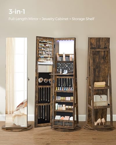 6 LEDs Mirror Jewelry Cabinet Organizer