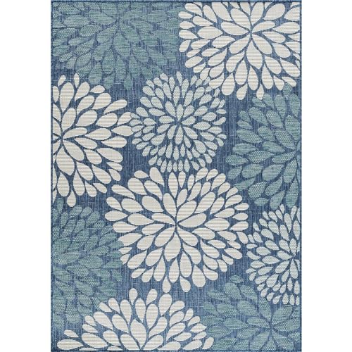 Outdoor Rug 10x14 Modern Exotic Tropical Leaf Area Rugs for Indoor and Outdoor Patio Deck Porch Garden Water Resistant Washable Outside Carpet