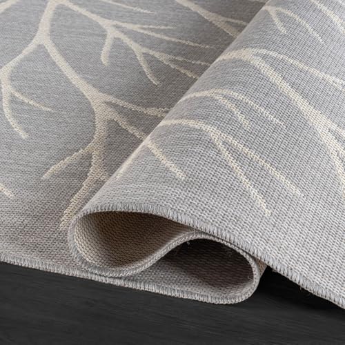 Washable Indoor Outdoor Rug 5x7 Modern Area Rugs Branch Pattern Non Shedding Waterproof Easy Clean Patio Deck Porch Living Room Bedroom Garden RV (35 Sq Ft)