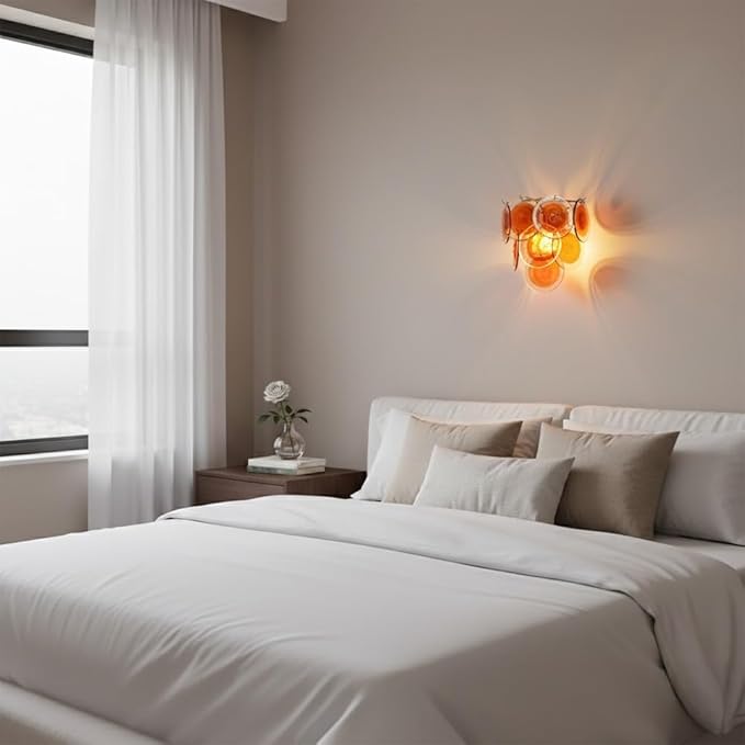 Modern Artistic Wall Sconce, Iridescent Layered Glass Disc Wall Lamp, Unique
