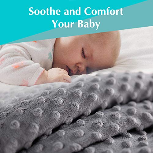 American Baby Company Heavenly Soft Chenille Receiving Blanket, 2-Layer Design with Minky Dot & Silky Satin, Gray, 30" x 40" for Boys and Girls