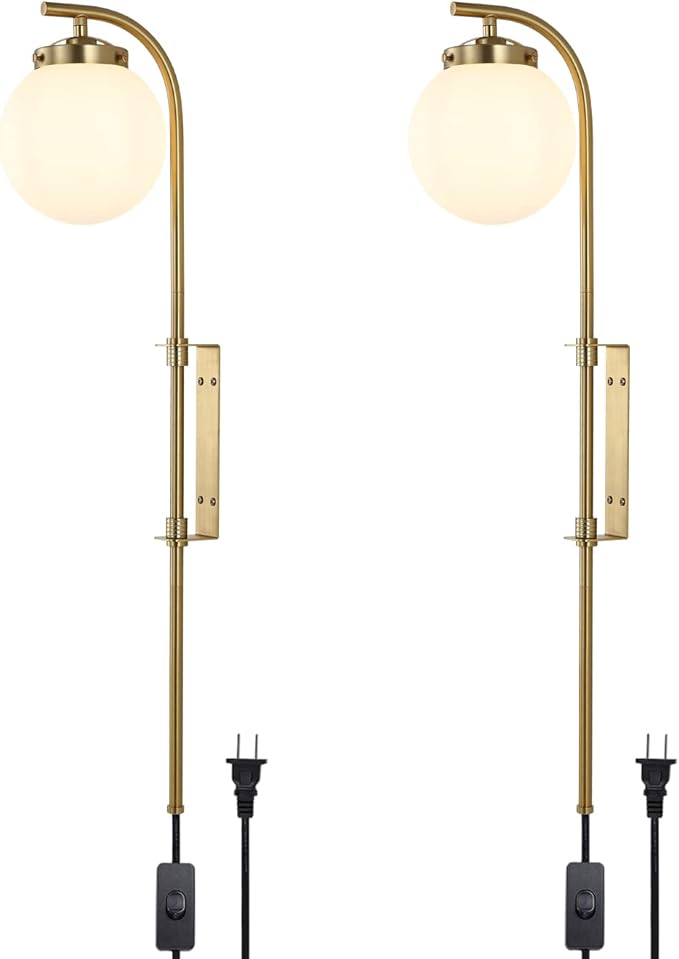 ELEHINSER Gold Wall Sconces Set of 2