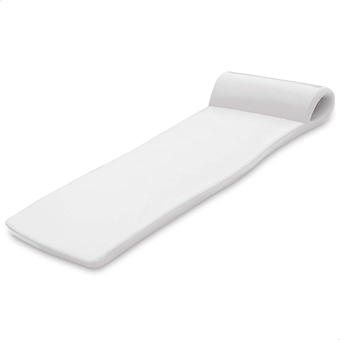 TRC Recreation Sunsation Vinyl Coated Foam Swimming Pool Float Mat Adult Lounger with Built-in Roll Pillow