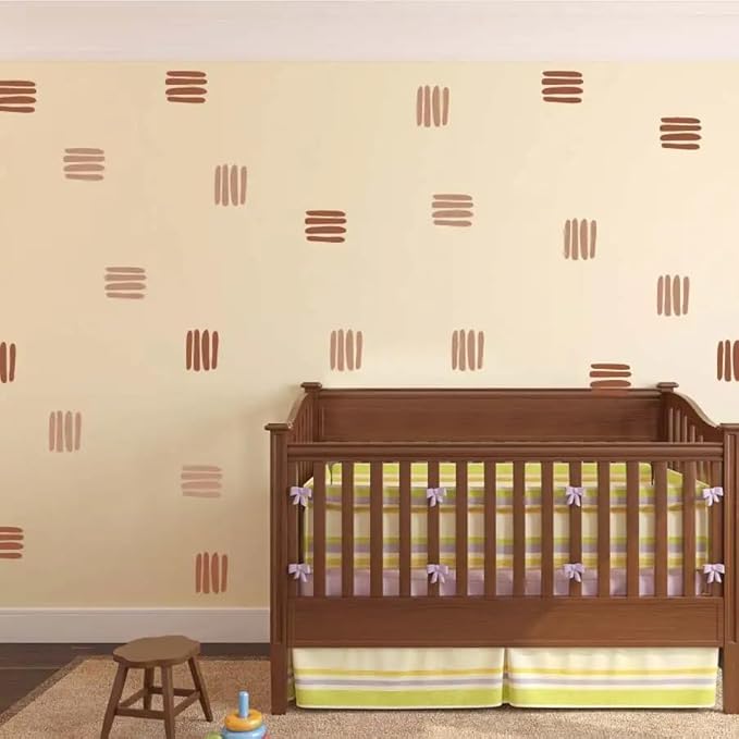 12x36 Inch Set Boho Three Line Brown Wall Decal- Geometrical Shape Themed DIY Boho Mural Set - 24 Pcs Wall Stickers for Kitchen, Nursery, Office Decor - 3.5x2.5 Inch Decals (Boho Line Brown)