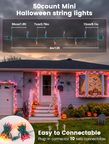 Purple & Orange Halloween Lights (13 Foot)