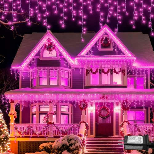 33ft 400 LED Pink Icicle Lights (33 Foot)