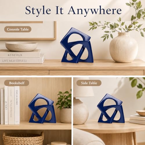 Navy Blue Knot Statue for Coffee Table Centerpiece Decor