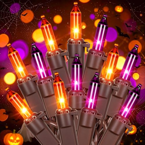 Orange and Purple Halloween Lights (50 Count)