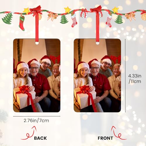 Personalized Photo Christmas Ornaments 2026 Personalized Gifts Home Decor Xmas Hanging Ornament Set of 4 for Christmas Tree Add Picture Text Design Custom Decoration Gift for Couples Family (4 Count)