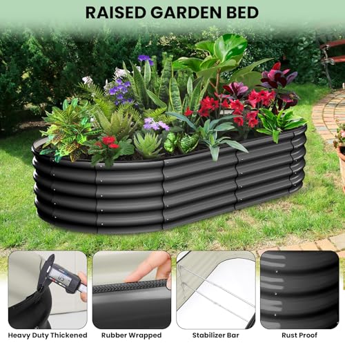 2 Pcs 6x3x1 ft Oval Raised Garden Bed