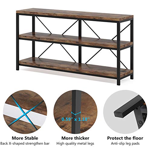 55 Inches Long Sofa Table with Storage Shelves