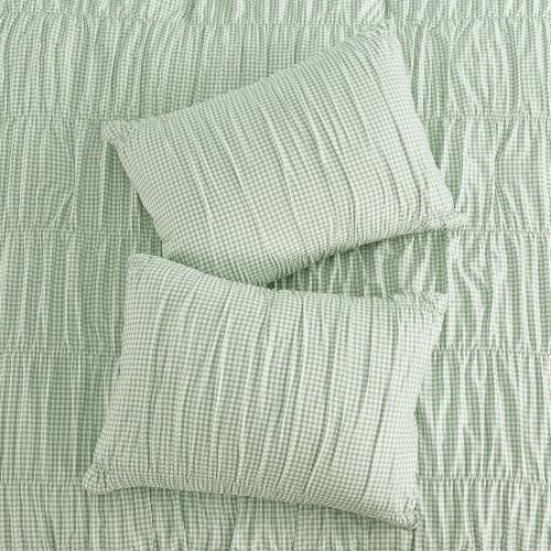 Green Gingham Full Size Comforter Sets
