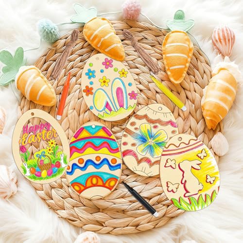 40PCS Easter Wooden Crafts Wood Ornaments Kits