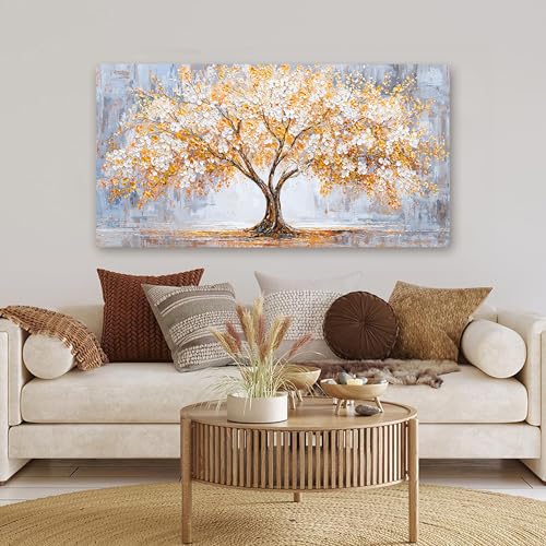 Golden Tree of Life Wall Art Decor Bedroom 24"X48" Botanical Wall Art Print