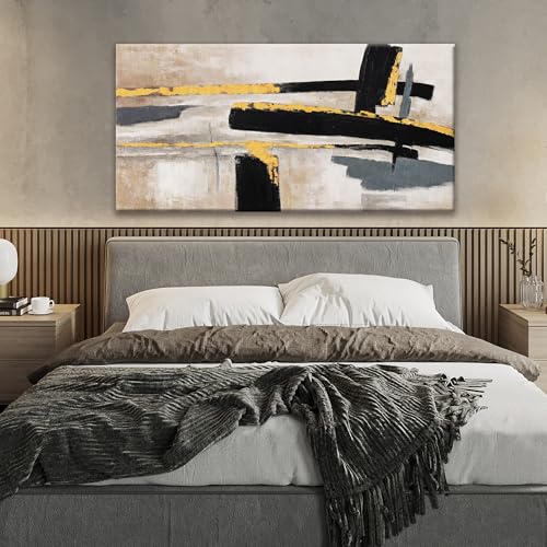 Abstract Wall Art Canvas Wall Art Decor Black And Gold Wall Art Paintings Abstract Wall Decor Artwork For Living Room Bedroom Bathroom Office Home Wall Decor Can Be Hung Directly 24" X 48"